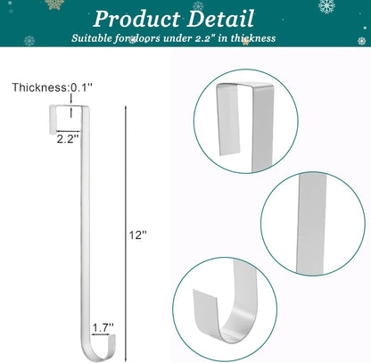 Christmas Wreath Door Hanger, 12 Inch Metal Wreath Hanger over Door Wreath Hook Holder for Home Office Wall Wedding Wreath Display and Christmas Halloween Easter Decorations (White)