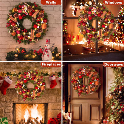 40cm Battery-Powered Christmas Wreath with 40 LED Lights