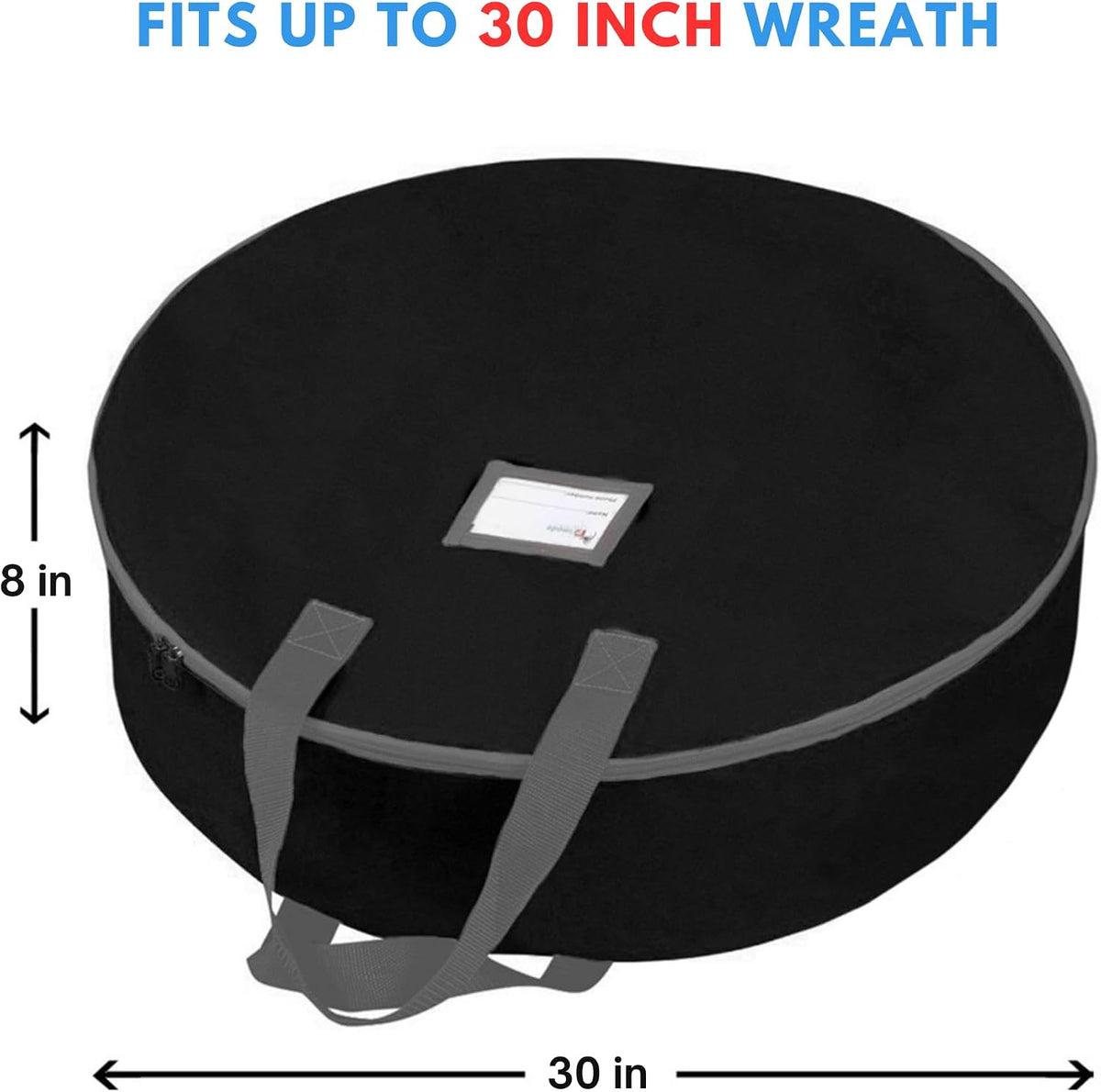 30-Inch Wreath Storage Bag - Durable 600D Oxford Polyester Container with Handles for Holiday Garland Wreaths (Black)