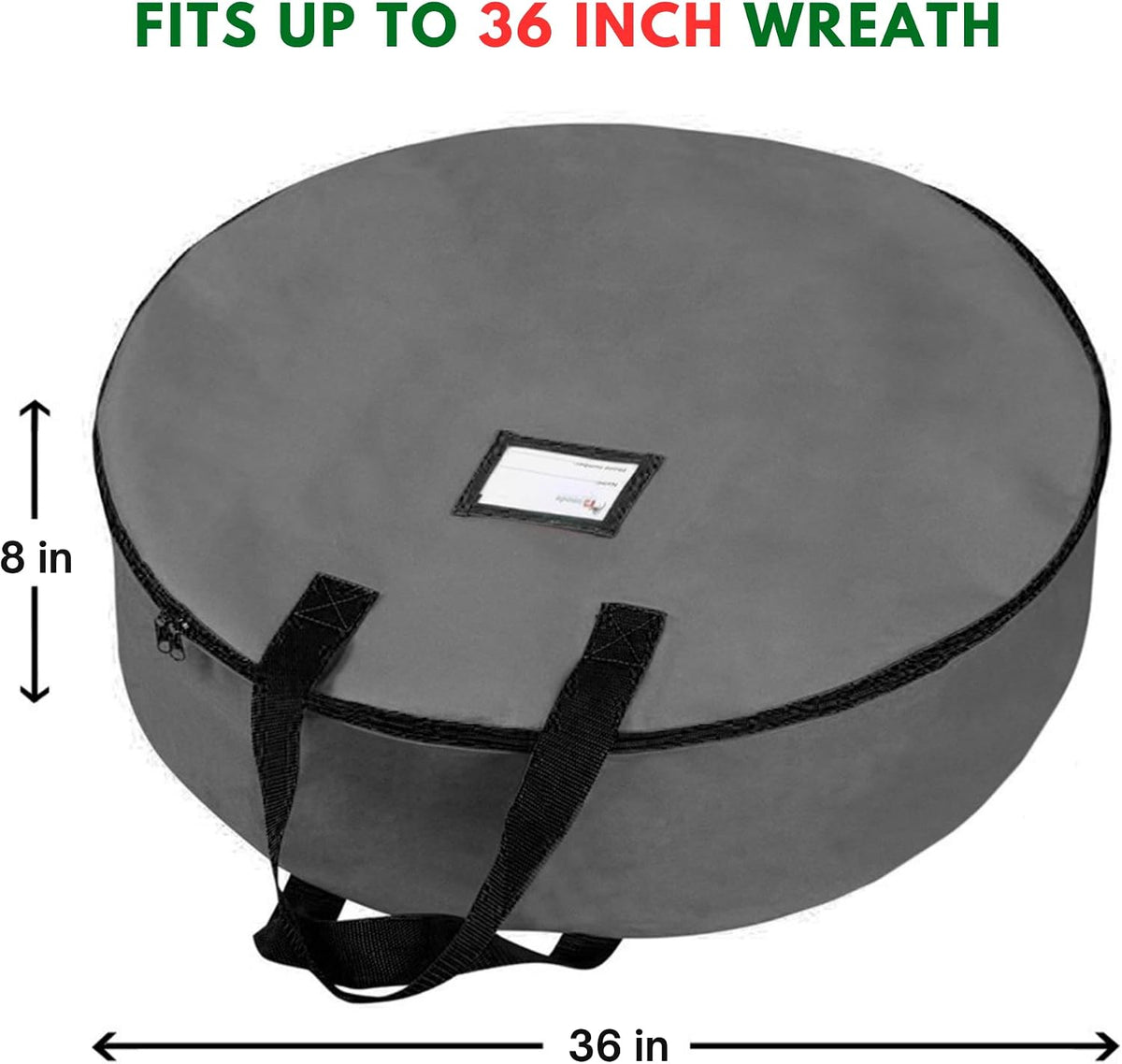 Heavy Duty Wreath Storage Bag 36" | Garland Wreaths Container with Handles | Durable 600D Oxford Polyester Material Xmas Holiday Wreaths Storage Holder (Gray)