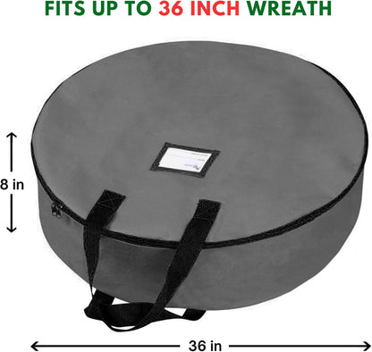 Heavy Duty Wreath Storage Bag 36" | Garland Wreaths Container with Handles | Durable 600D Oxford Polyester Material Xmas Holiday Wreaths Storage Holder (Gray)