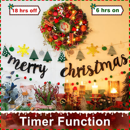 40cm Battery-Powered Christmas Wreath with 40 LED Lights