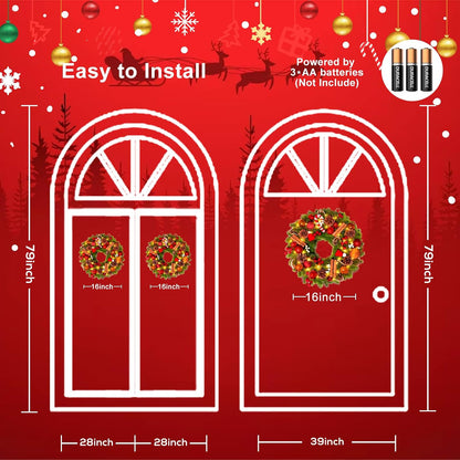40cm Battery-Powered Christmas Wreath with 40 LED Lights