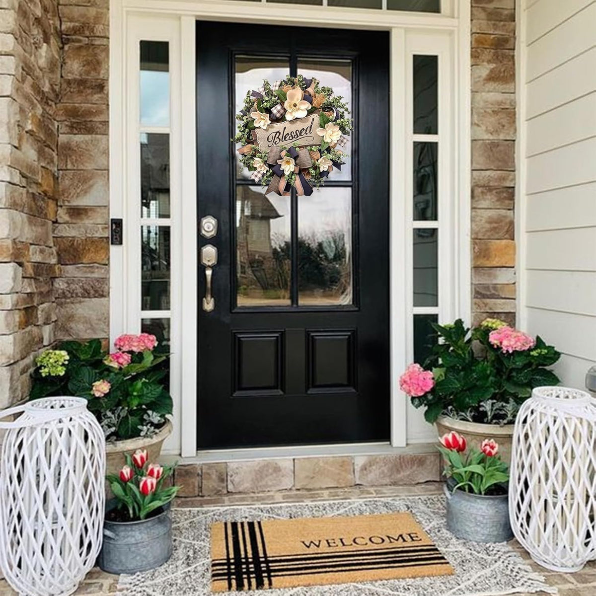 12-Inch Black Metal Wreath Hanger for Door Display - Ideal for Christmas, Halloween, Easter, and Wedding Decorations in Home and Office