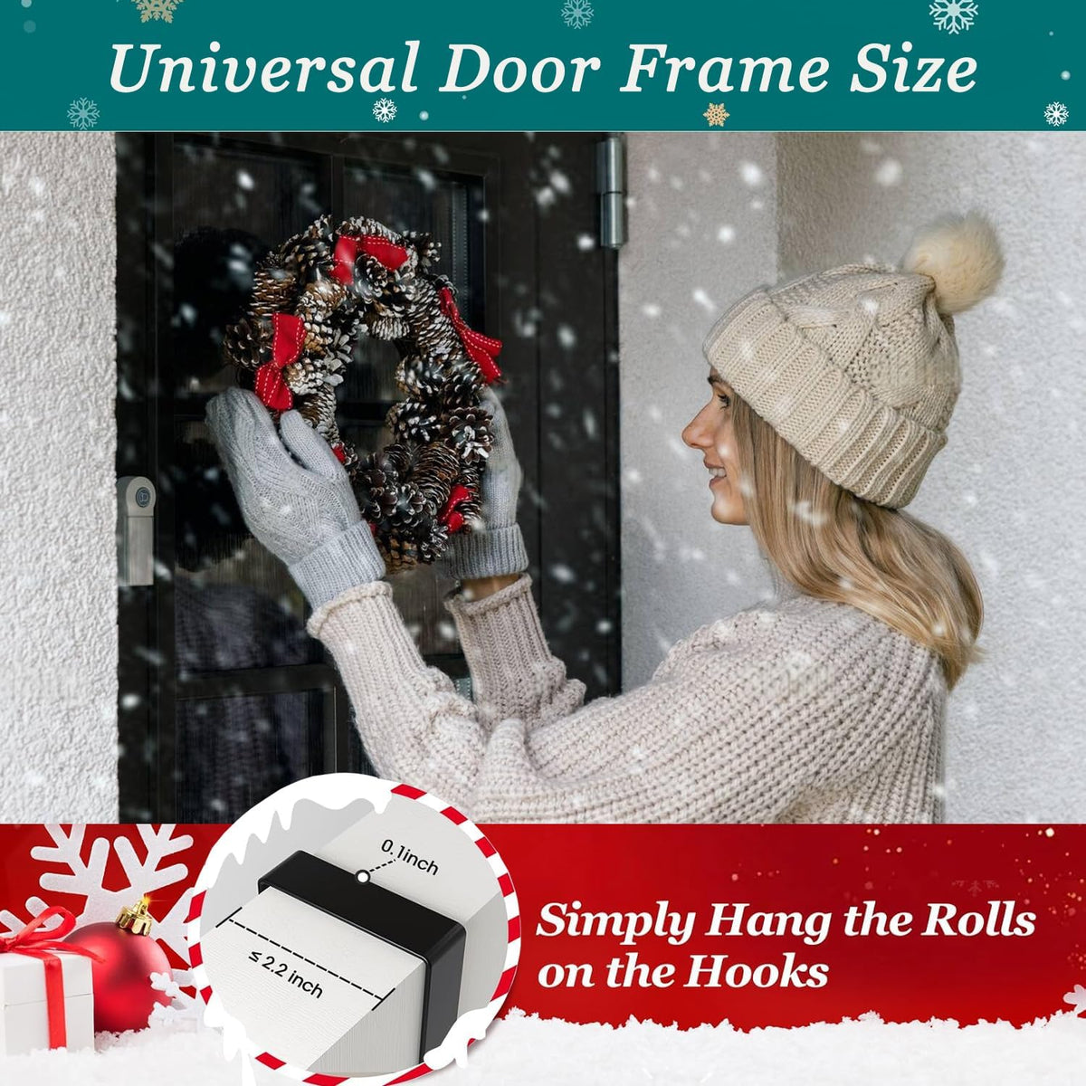 12-Inch Black Metal Wreath Hanger for Door Display - Ideal for Christmas, Halloween, Easter, and Wedding Decorations in Home and Office