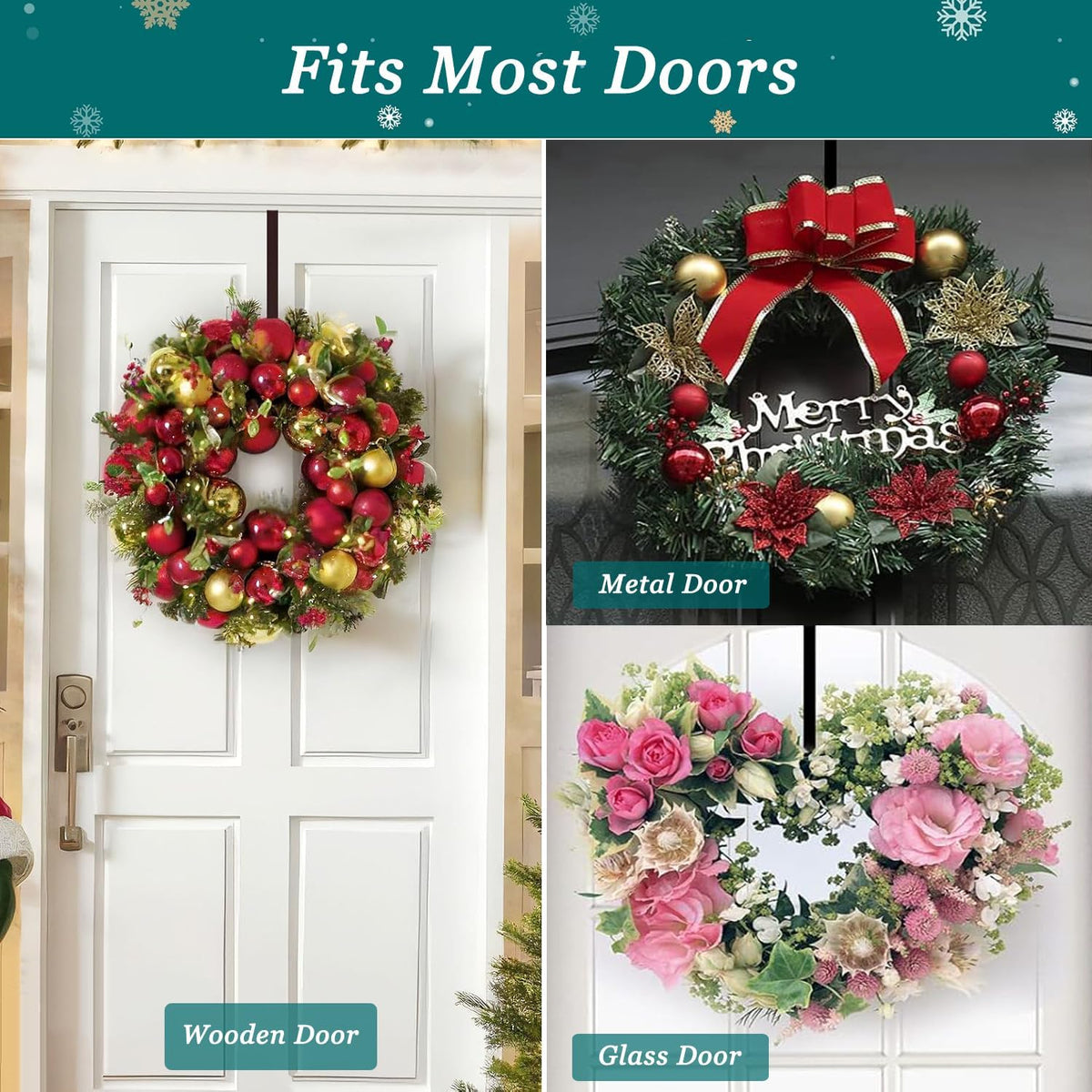 12-Inch Black Metal Wreath Hanger for Door Display - Ideal for Christmas, Halloween, Easter, and Wedding Decorations in Home and Office