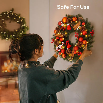 40cm Battery-Powered Christmas Wreath with 40 LED Lights