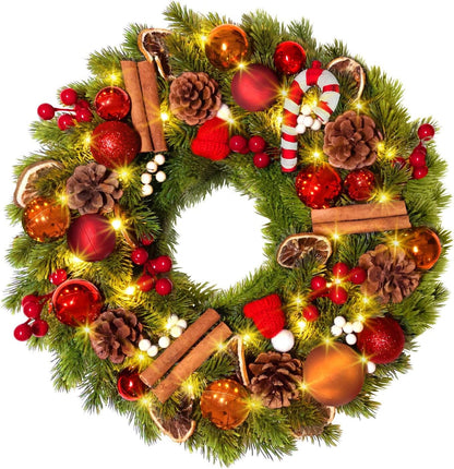 40cm Battery-Powered Christmas Wreath with 40 LED Lights